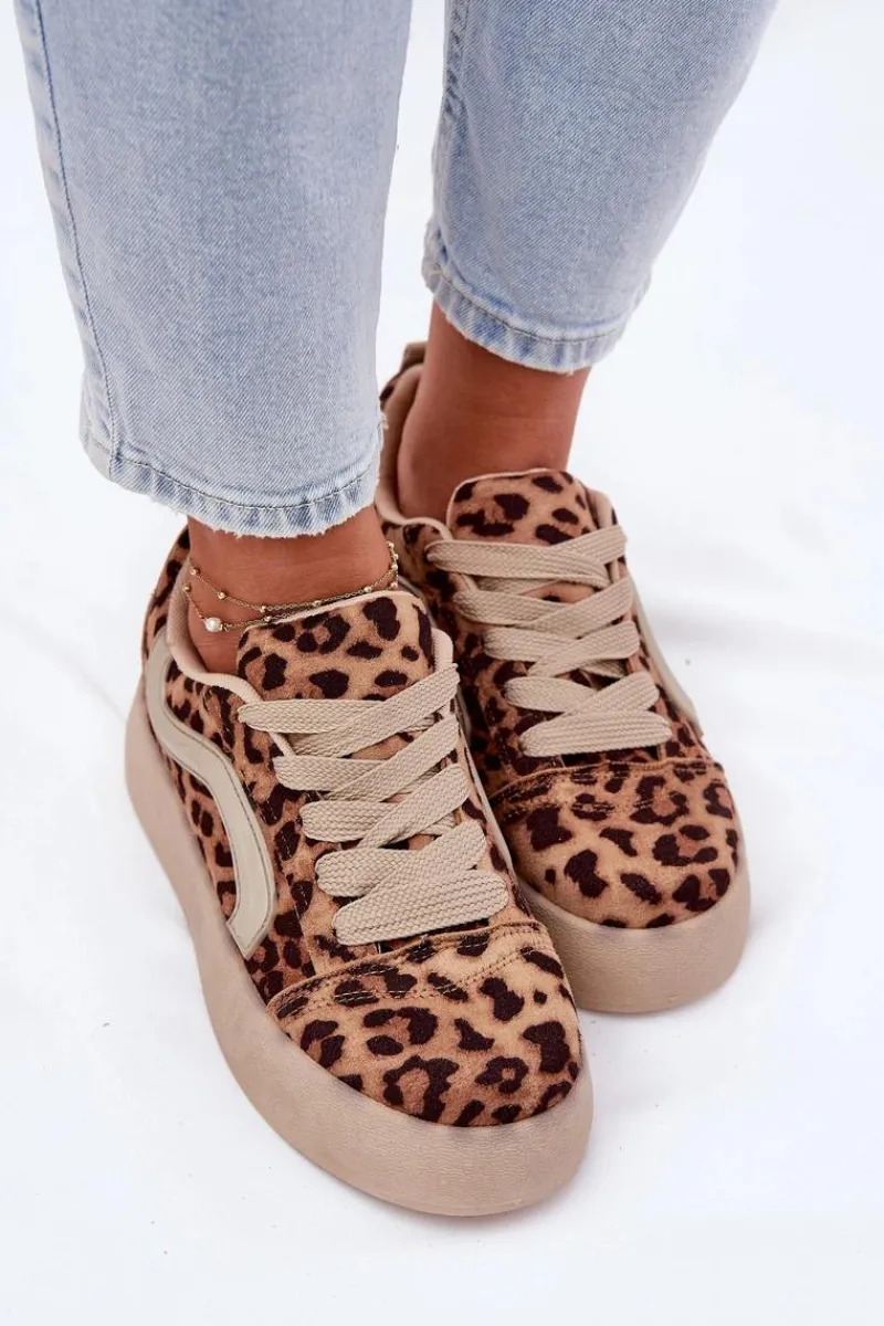 Buty Sportowe Na Platformie|Sneakersy Damskie>Boto Sneakersy Damskie Na Platformie Panterka Tellnira Beżowy