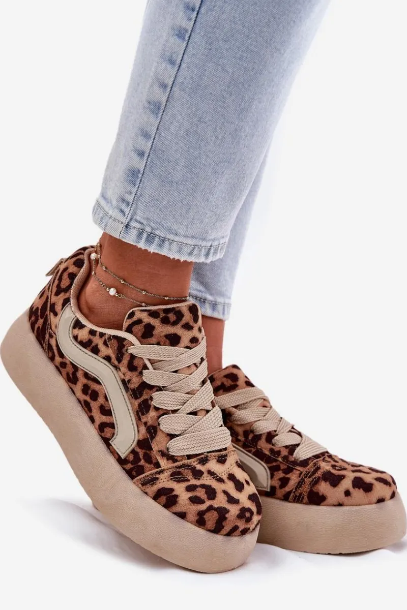 Buty Sportowe Na Platformie|Sneakersy Damskie>Boto Sneakersy Damskie Na Platformie Panterka Tellnira Beżowy