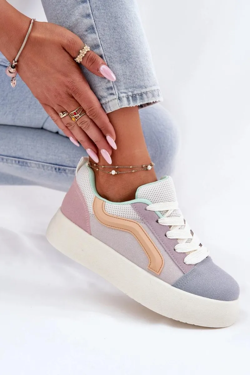 Boto Sneakersy Damskie Na Platformie Multikolor Tellnira Wielokolorowy