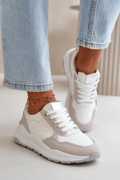 Hot Boto Sneakersy Damskie Na Platformie Z Eko Skóry Białe Issatta