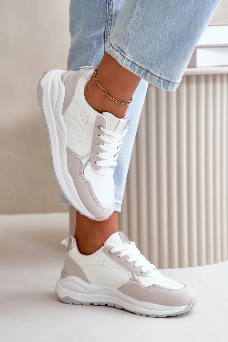 Hot Boto Sneakersy Damskie Na Platformie Z Eko Skóry Białe Issatta