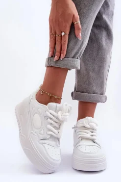 Hot Sneakersy Damskie Na Platformie Białe Finos Damskie Buty Sportowe Na Platformie|Sneakersy Damskie
