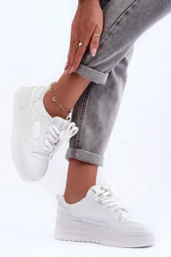 Hot Sneakersy Damskie Na Platformie Białe Finos Damskie Buty Sportowe Na Platformie|Sneakersy Damskie