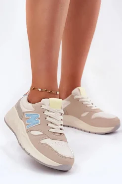 Sneakersy Damskie>Evento Sneakersy Damskie Na Platformie Beżowe Tenanela