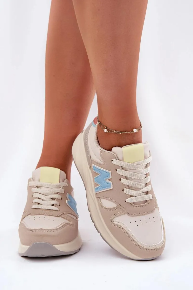 Sneakersy Damskie>Evento Sneakersy Damskie Na Platformie Beżowe Tenanela