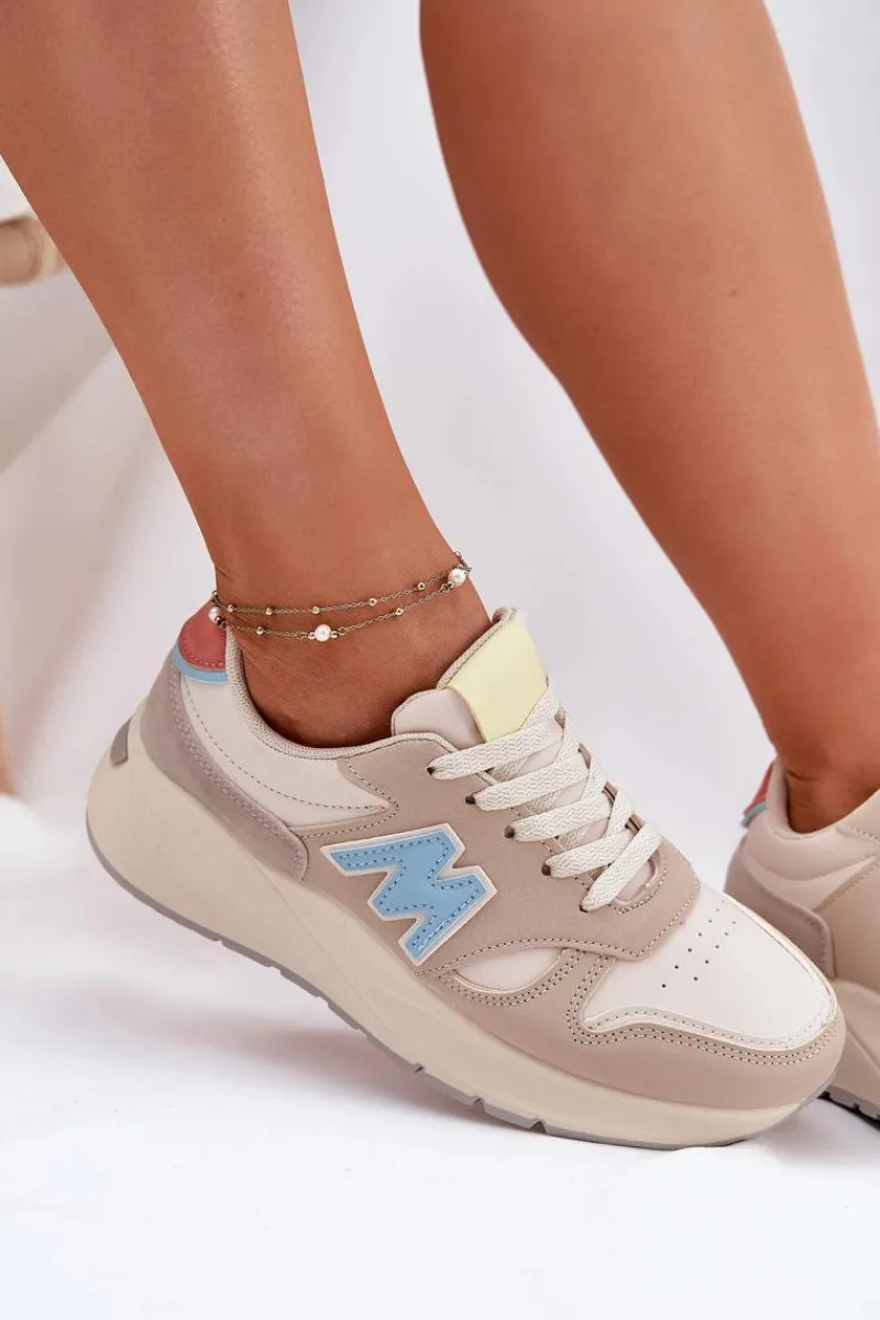 Sneakersy Damskie>Evento Sneakersy Damskie Na Platformie Beżowe Tenanela
