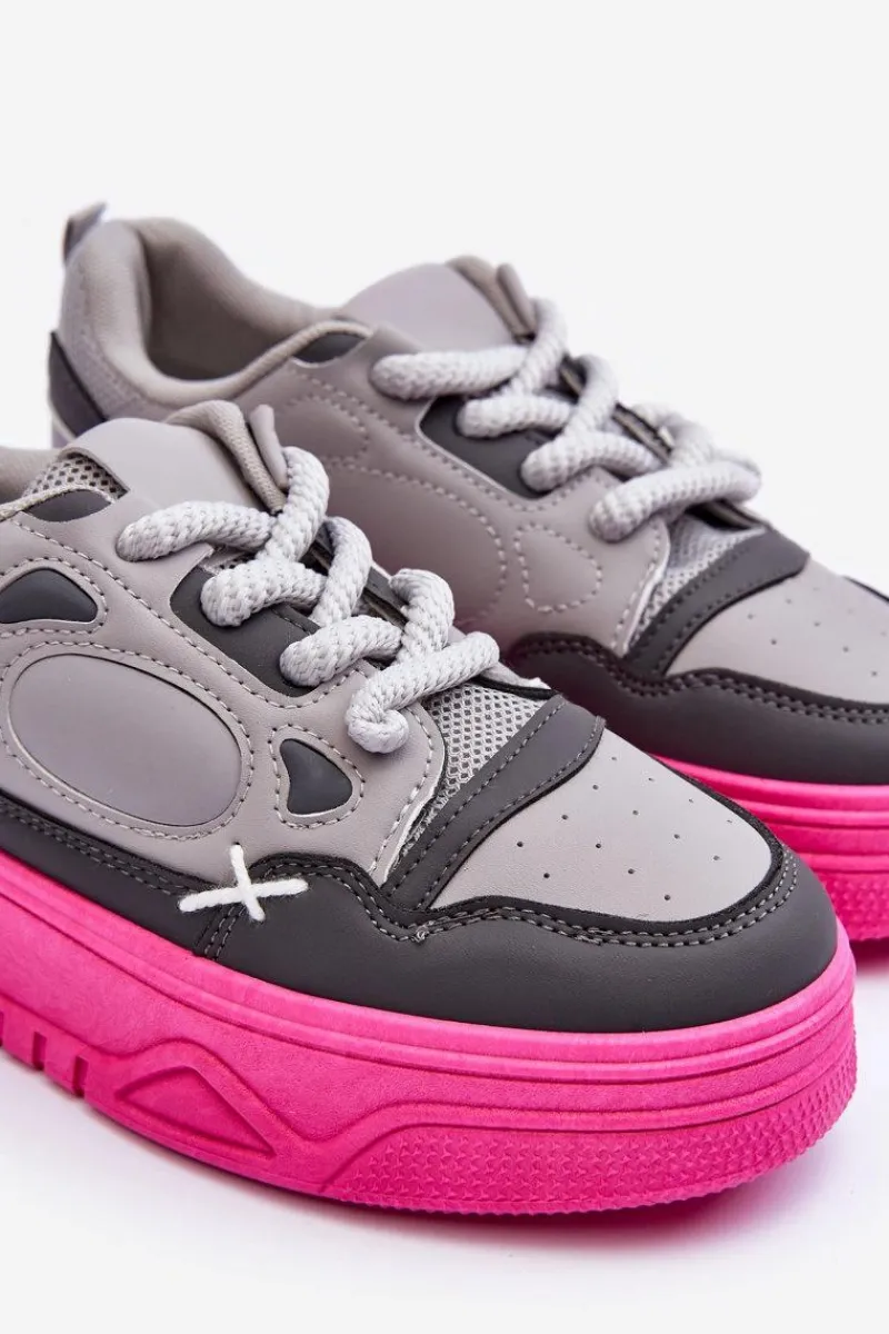 Buty Sportowe Na Platformie|Sneakersy Damskie>Boto Sneakersy Damskie Na Platformie Szare Finos