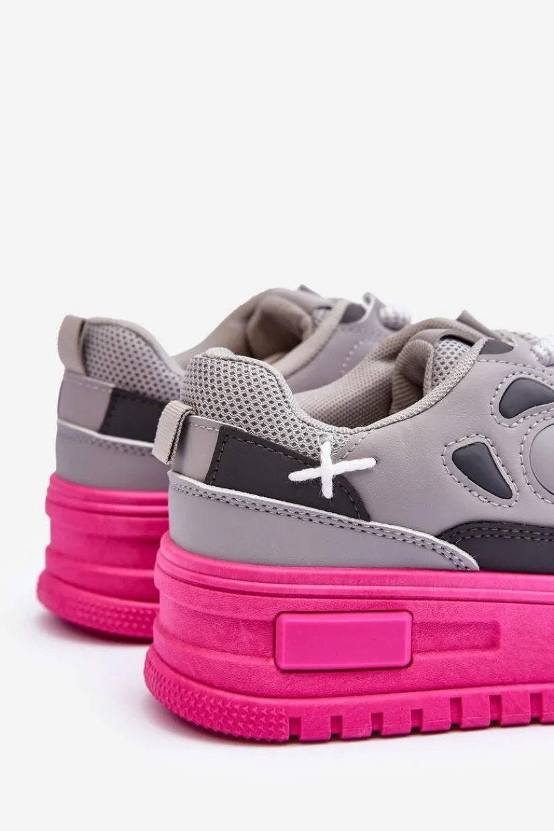 Buty Sportowe Na Platformie|Sneakersy Damskie>Boto Sneakersy Damskie Na Platformie Szare Finos