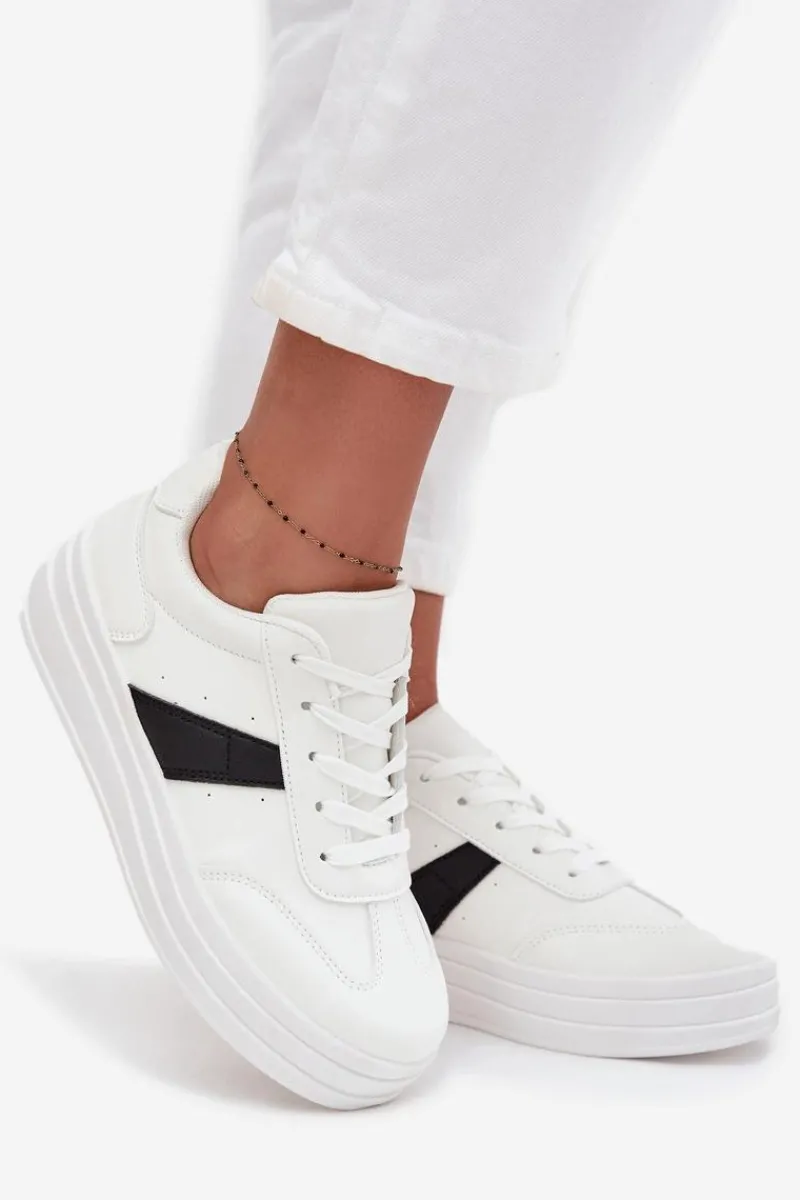 Sneakersy Damskie>Evento Sneakersy Damskie Na Platformie Białe Elvessia