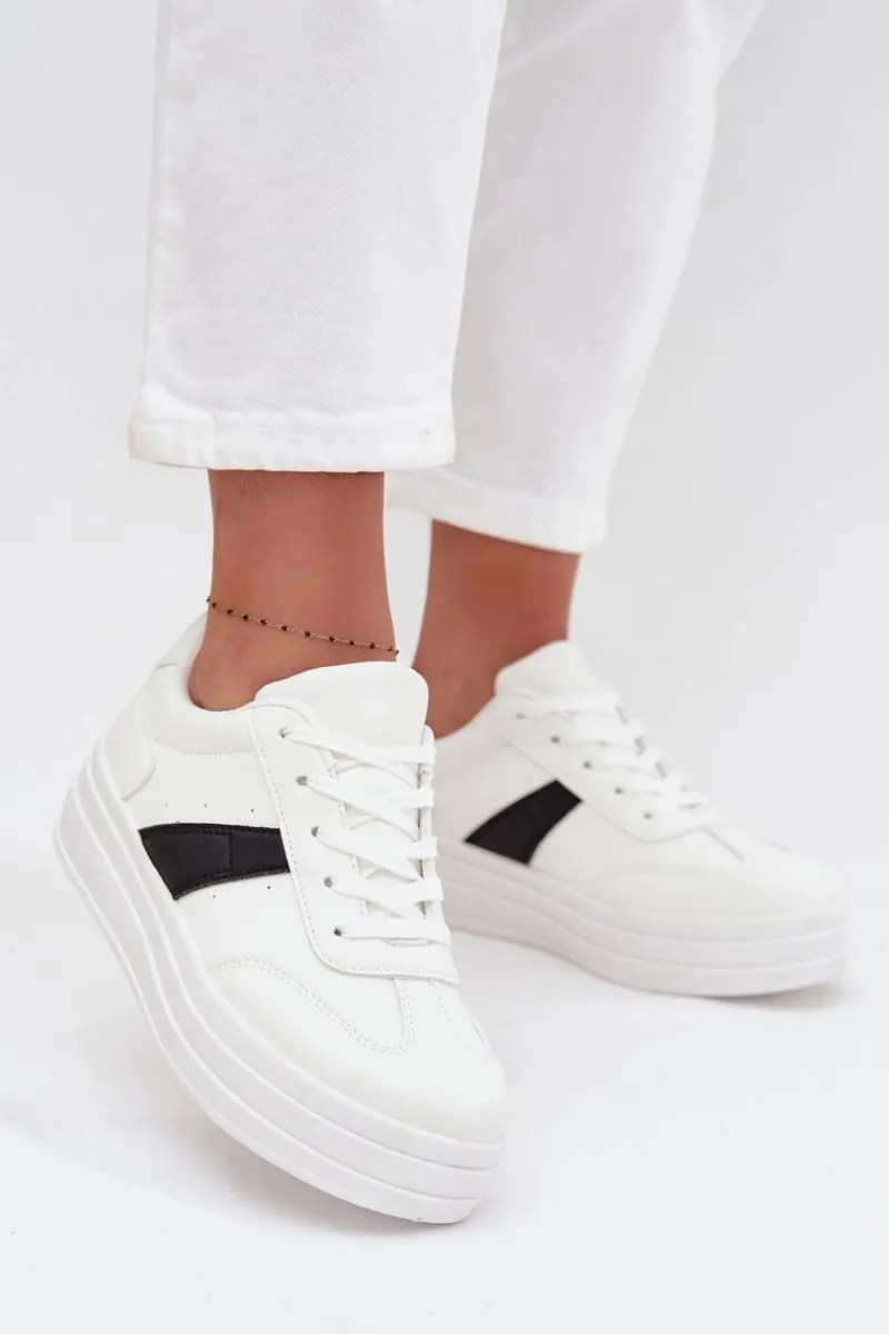 Sneakersy Damskie>Evento Sneakersy Damskie Na Platformie Białe Elvessia