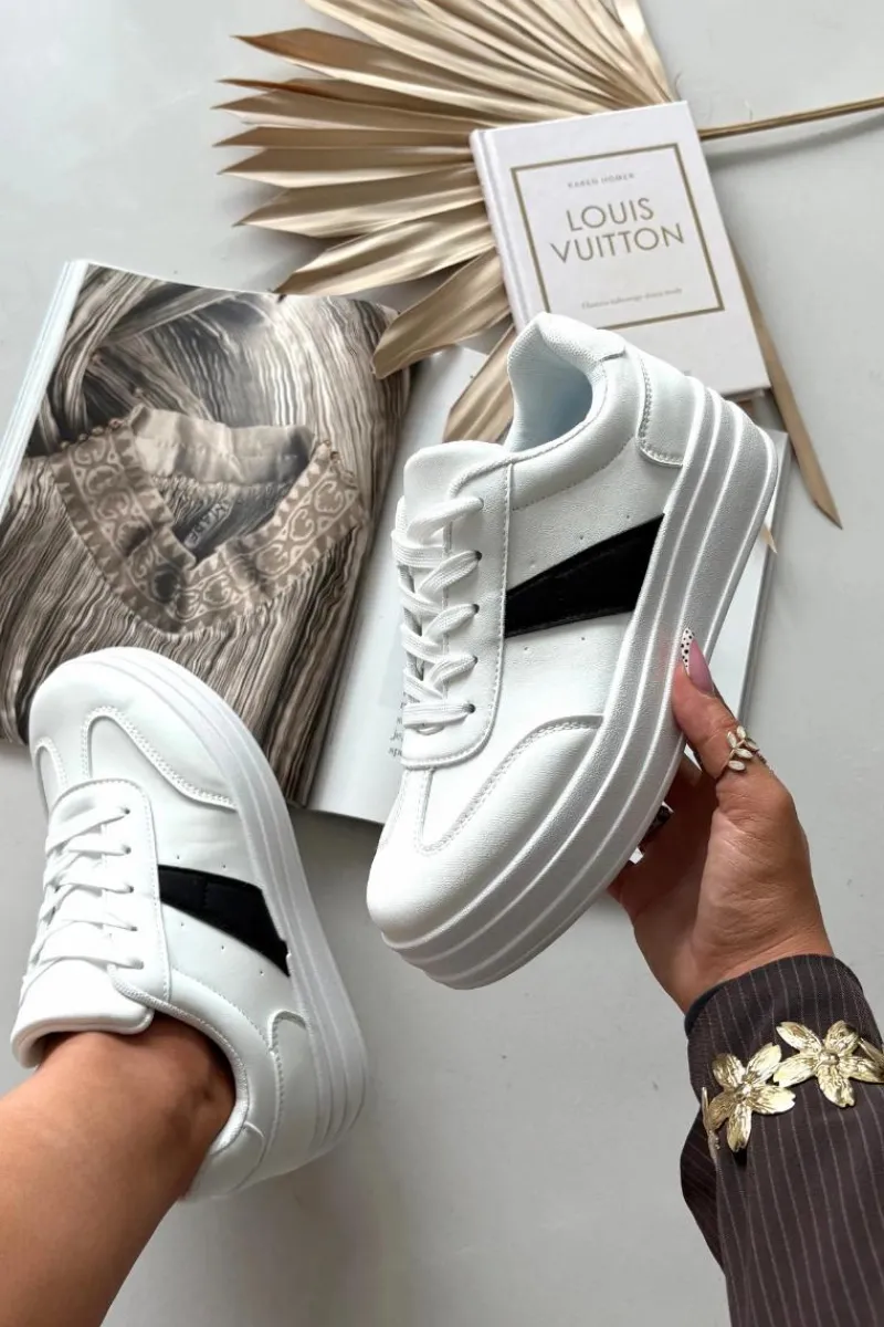 Sneakersy Damskie>Evento Sneakersy Damskie Na Platformie Białe Elvessia