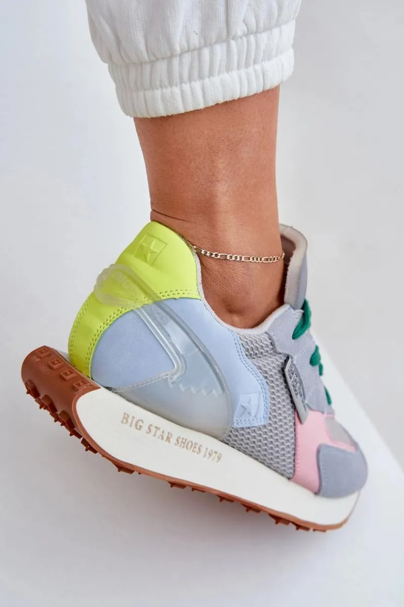 New Big Star Shoes Sneakersy Damskie Na Platformie Memory Foam System Big Star NN274682 Niebieskie