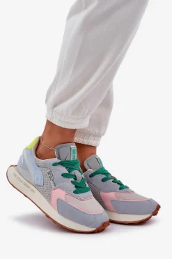 New Big Star Shoes Sneakersy Damskie Na Platformie Memory Foam System Big Star NN274682 Niebieskie