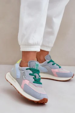 New Big Star Shoes Sneakersy Damskie Na Platformie Memory Foam System Big Star NN274682 Niebieskie