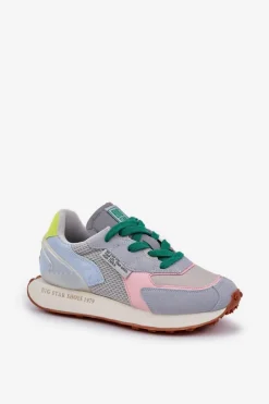 New Big Star Shoes Sneakersy Damskie Na Platformie Memory Foam System Big Star NN274682 Niebieskie