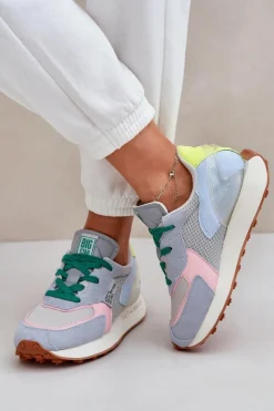 New Big Star Shoes Sneakersy Damskie Na Platformie Memory Foam System Big Star NN274682 Niebieskie