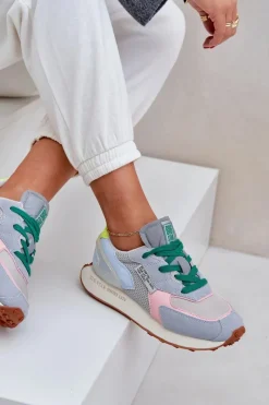 New Big Star Shoes Sneakersy Damskie Na Platformie Memory Foam System Big Star NN274682 Niebieskie