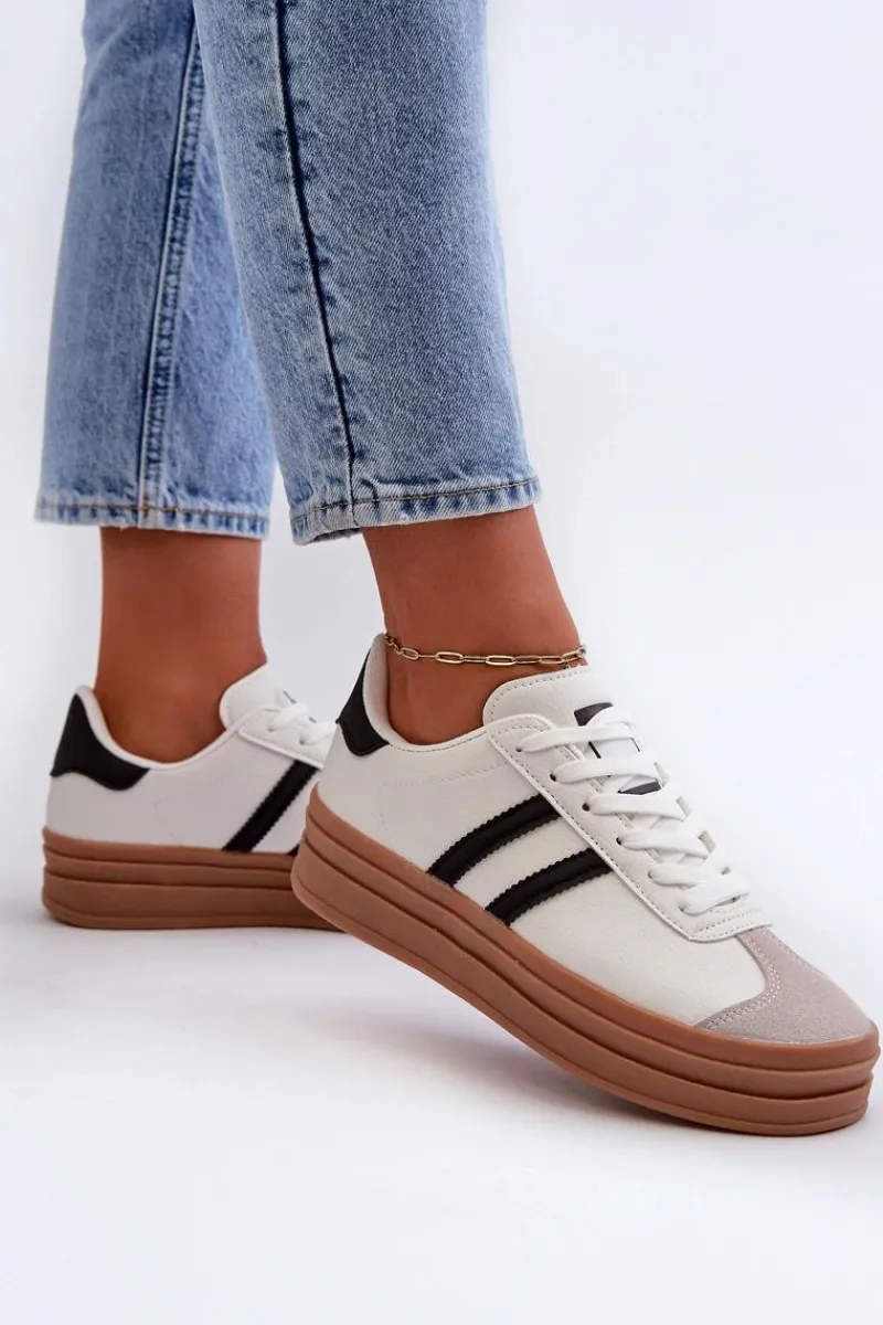 Sneakersy Damskie Na Platformie Białe Egelia Damskie Buty Sportowe Na Platformie|Sneakersy Damskie