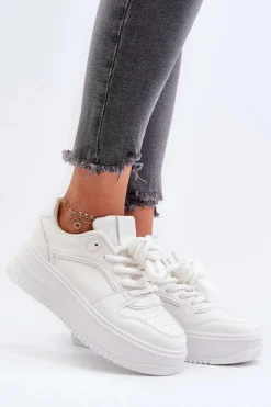 Buty Sportowe Na Platformie|Sneakersy Damskie>Boto Sneakersy Damskie Na Platformie Eko Skóra Białe Vhisper