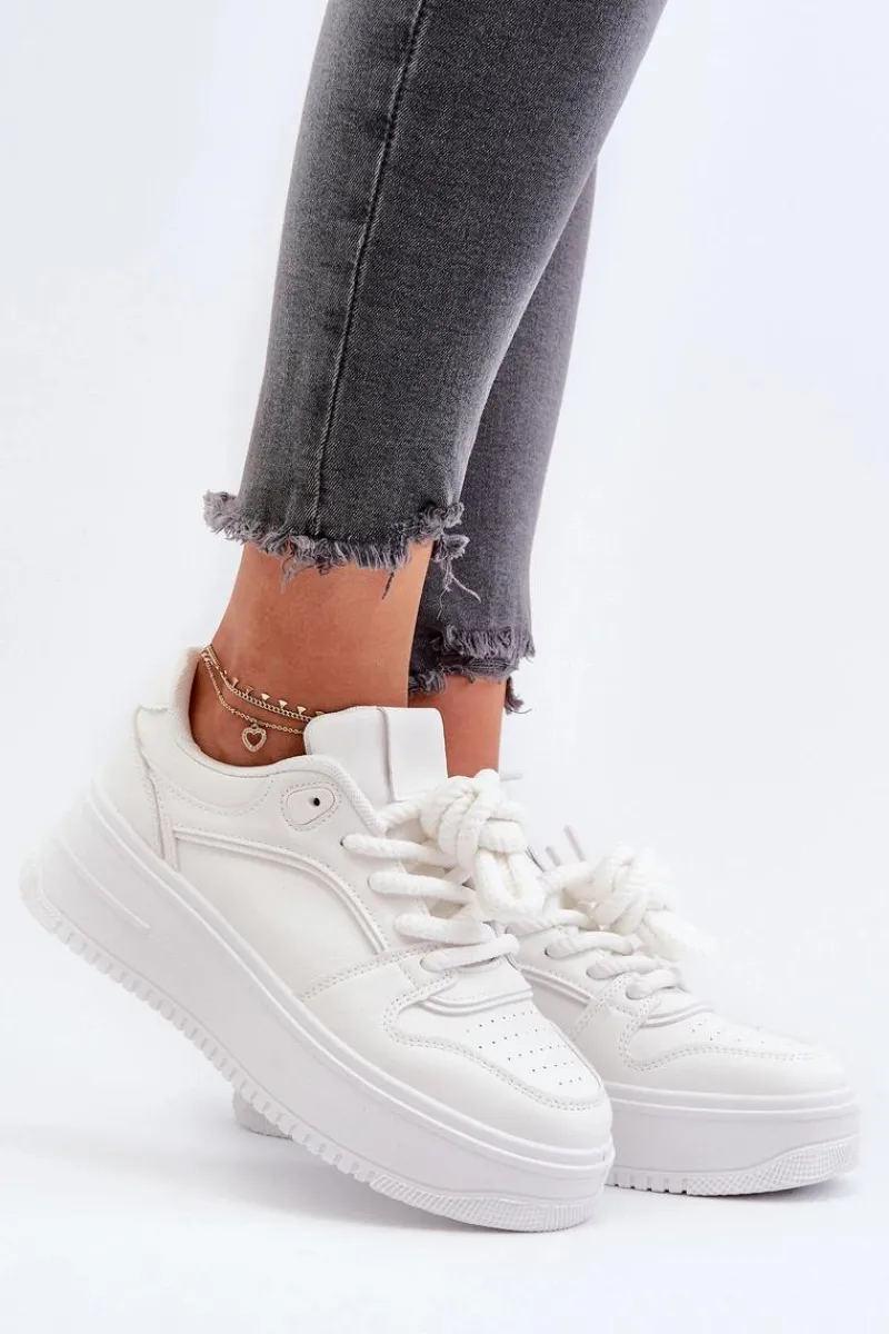 Buty Sportowe Na Platformie|Sneakersy Damskie>Boto Sneakersy Damskie Na Platformie Eko Skóra Białe Vhisper
