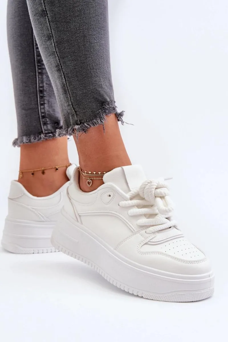 Buty Sportowe Na Platformie|Sneakersy Damskie>Boto Sneakersy Damskie Na Platformie Eko Skóra Białe Vhisper