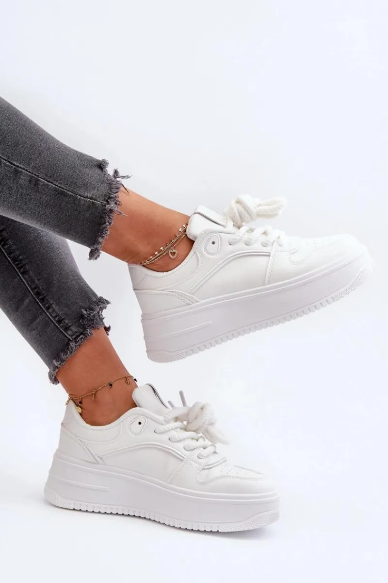 Buty Sportowe Na Platformie|Sneakersy Damskie>Boto Sneakersy Damskie Na Platformie Eko Skóra Białe Vhisper
