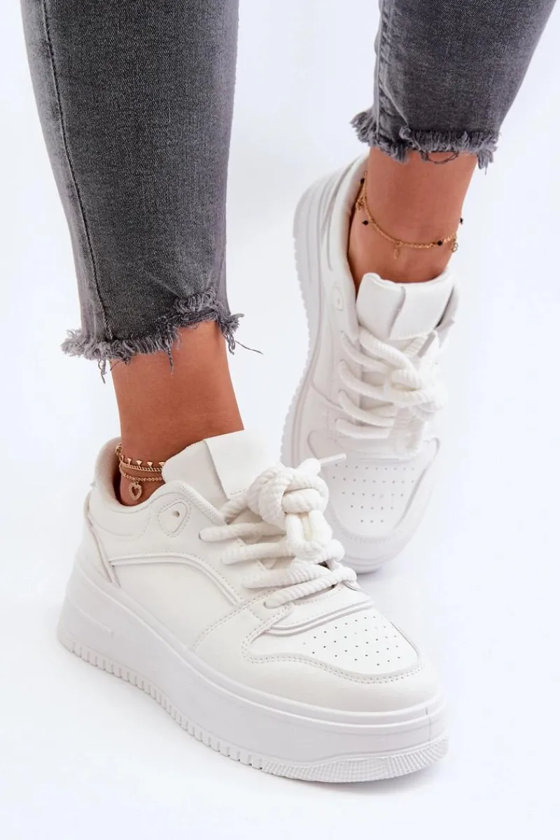 Buty Sportowe Na Platformie|Sneakersy Damskie>Boto Sneakersy Damskie Na Platformie Eko Skóra Białe Vhisper