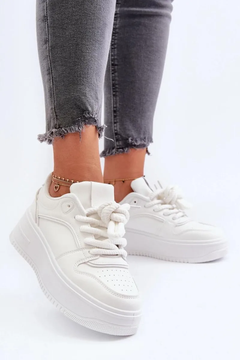 Buty Sportowe Na Platformie|Sneakersy Damskie>Boto Sneakersy Damskie Na Platformie Eko Skóra Białe Vhisper