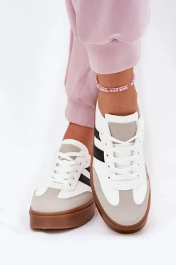 Sneakersy Damskie Na Platformie Z Eko Skóry Białe Elaraven Damskie Sneakersy Damskie