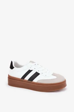 Sneakersy Damskie Na Platformie Z Eko Skóry Białe Elaraven Damskie Sneakersy Damskie