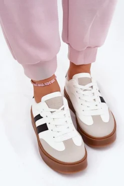 Sneakersy Damskie Na Platformie Z Eko Skóry Białe Elaraven Damskie Sneakersy Damskie