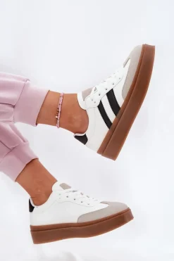 Sneakersy Damskie Na Platformie Z Eko Skóry Białe Elaraven Damskie Sneakersy Damskie