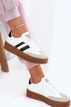 Sneakersy Damskie Na Platformie Z Eko Skóry Białe Elaraven Damskie Sneakersy Damskie