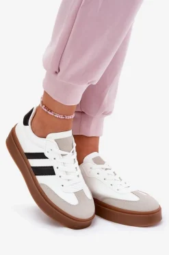 Sneakersy Damskie Na Platformie Z Eko Skóry Białe Elaraven Damskie Sneakersy Damskie