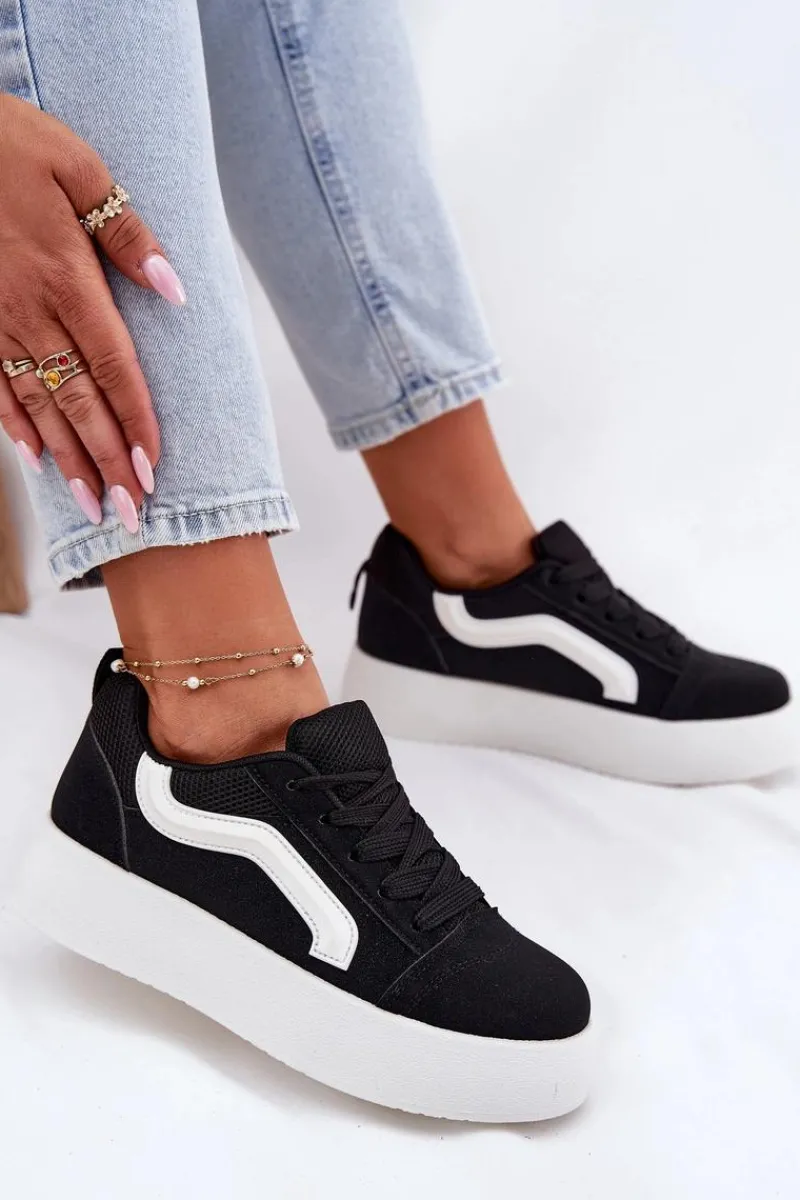 Buty Sportowe Na Platformie|Sneakersy Damskie>Boto Sneakersy Damskie Na Platformie Czarne Tellnira Czarny