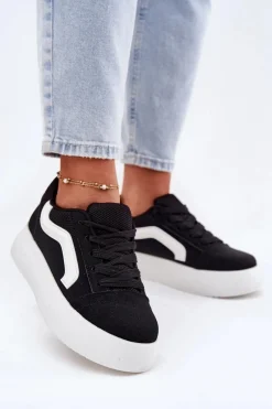 Buty Sportowe Na Platformie|Sneakersy Damskie>Boto Sneakersy Damskie Na Platformie Czarne Tellnira Czarny