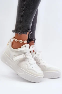 Buty Sportowe Na Platformie|Sneakersy Damskie>Boto Sneakersy Damskie Na Platformie Z Eko Skóry Białe Moun Biały