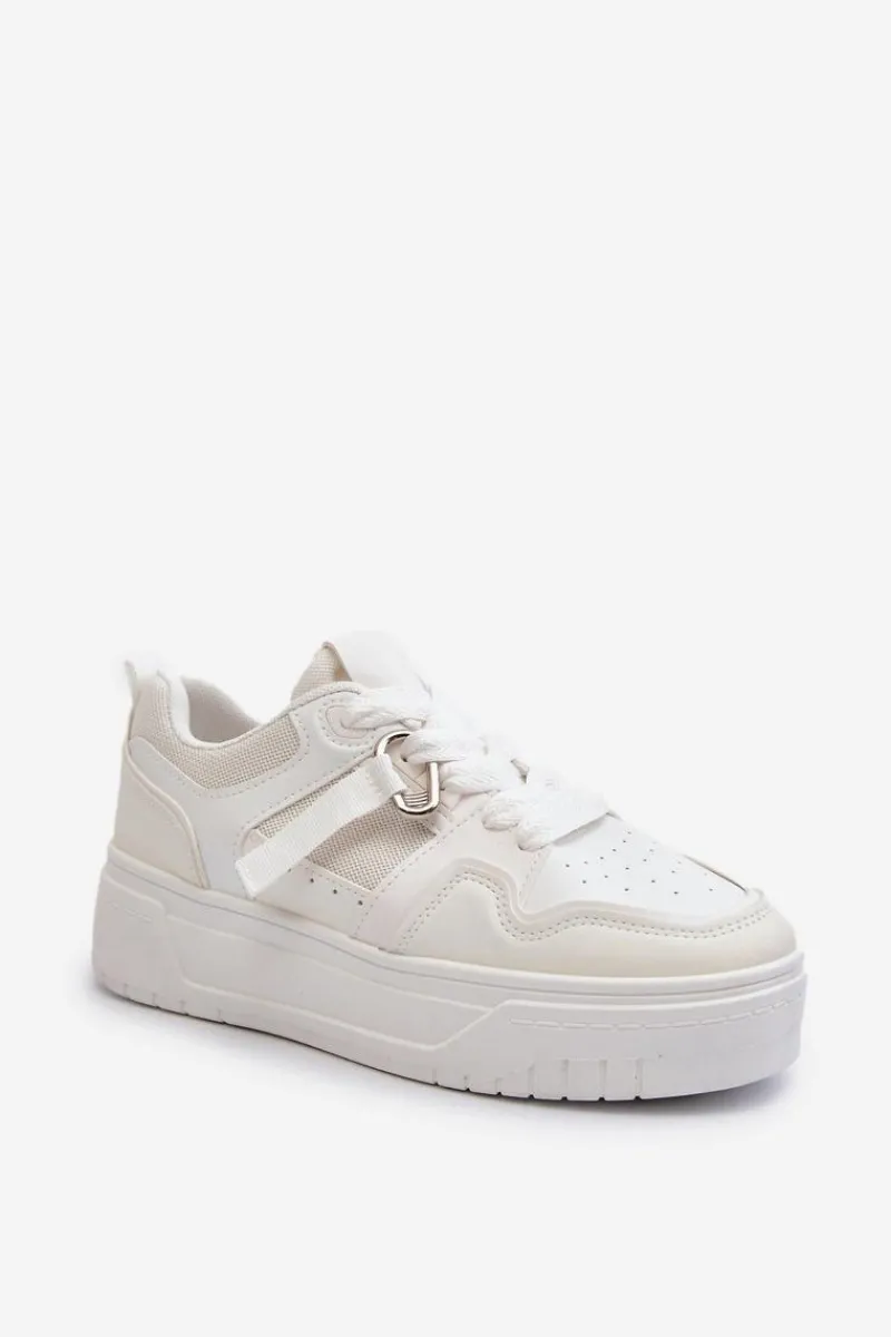 Buty Sportowe Na Platformie|Sneakersy Damskie>Boto Sneakersy Damskie Na Platformie Z Eko Skóry Białe Moun Biały