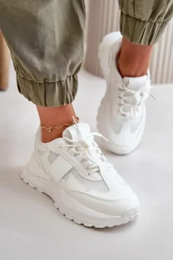 Best Sneakersy Damskie Na Platformie Białe Nevelaine Damskie Sneakersy Damskie