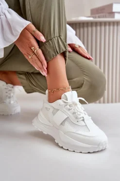 Best Sneakersy Damskie Na Platformie Białe Nevelaine Damskie Sneakersy Damskie