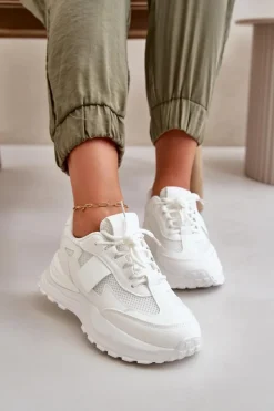 Best Sneakersy Damskie Na Platformie Białe Nevelaine Damskie Sneakersy Damskie