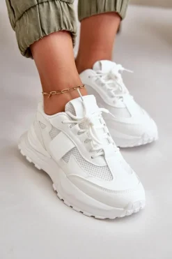 Best Sneakersy Damskie Na Platformie Białe Nevelaine Damskie Sneakersy Damskie