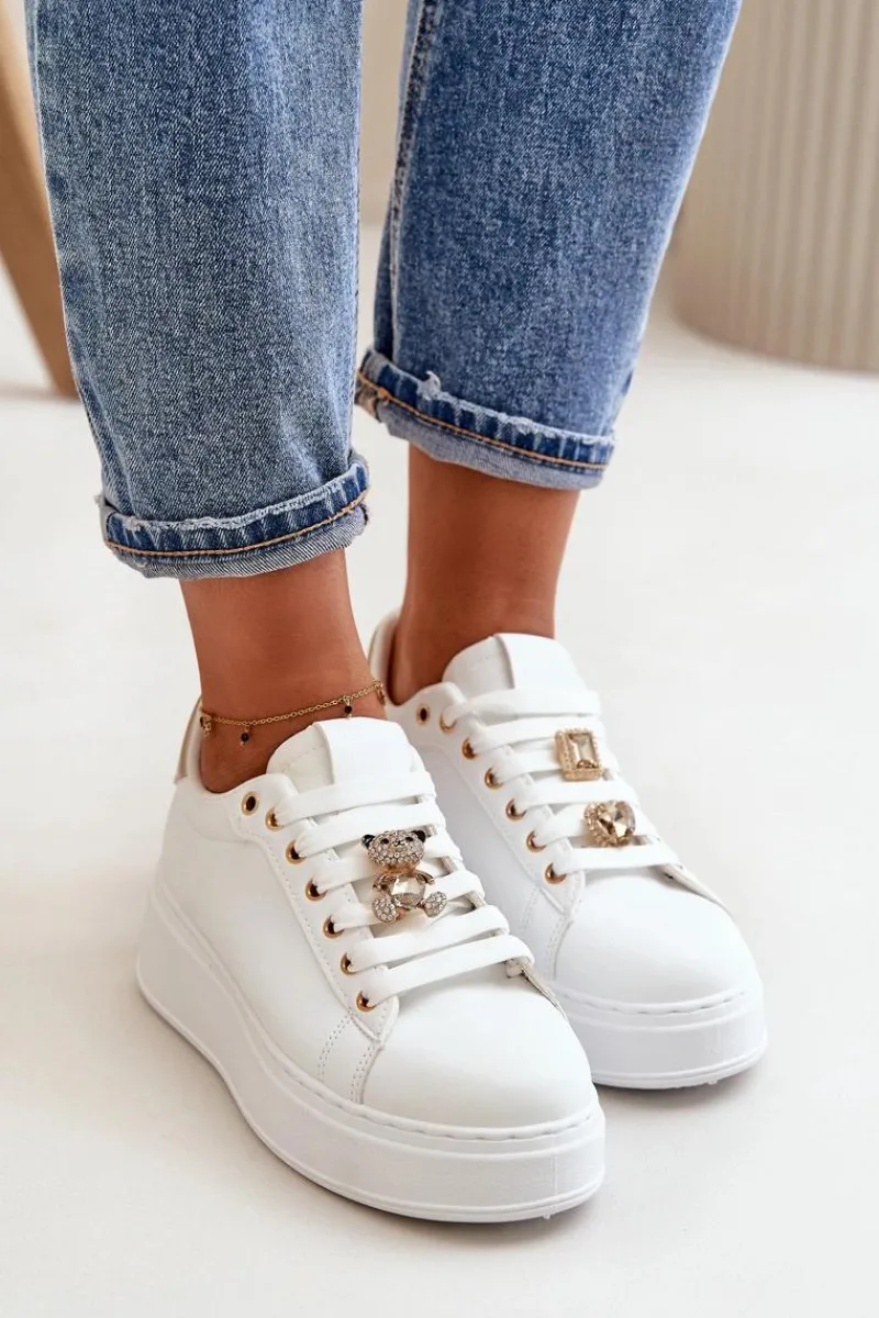 Buty Sportowe Na Platformie|Sneakersy Damskie>Boto Sneakersy Damskie Na Platformie Z Misiem Białe Vailina