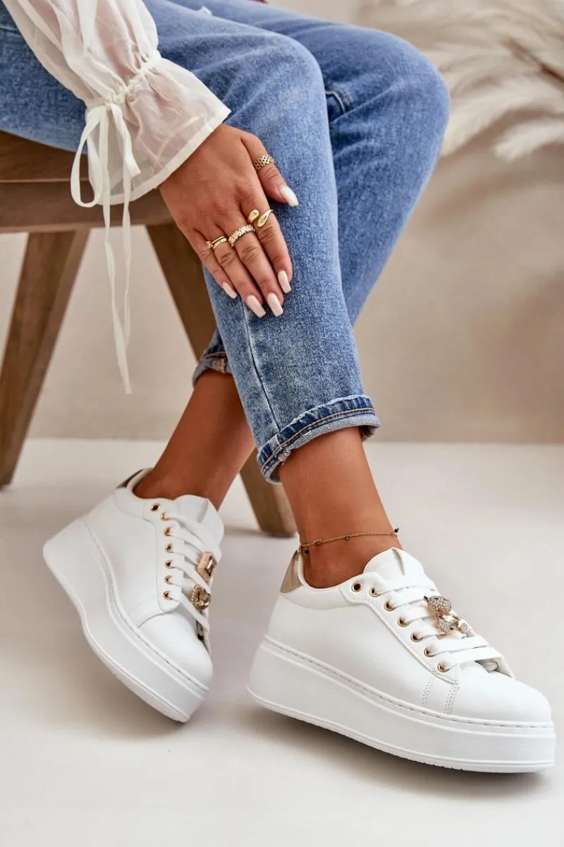 Buty Sportowe Na Platformie|Sneakersy Damskie>Boto Sneakersy Damskie Na Platformie Z Misiem Białe Vailina