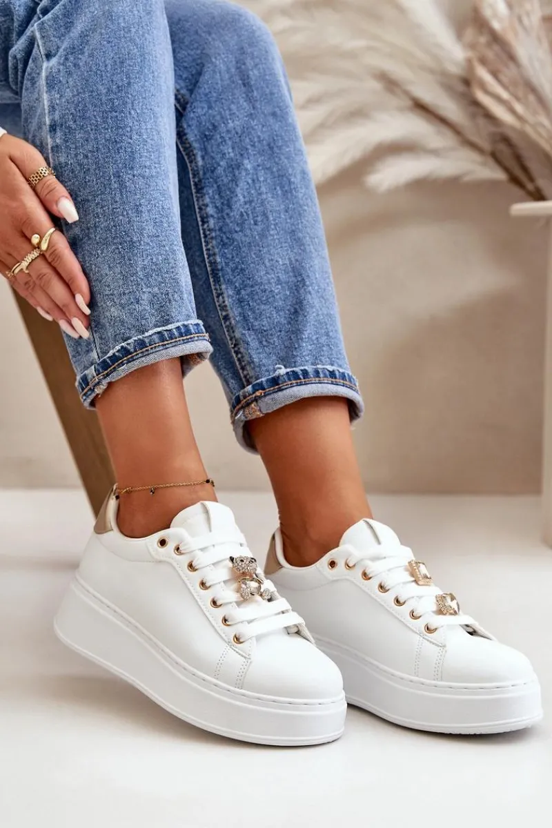 Buty Sportowe Na Platformie|Sneakersy Damskie>Boto Sneakersy Damskie Na Platformie Z Misiem Białe Vailina