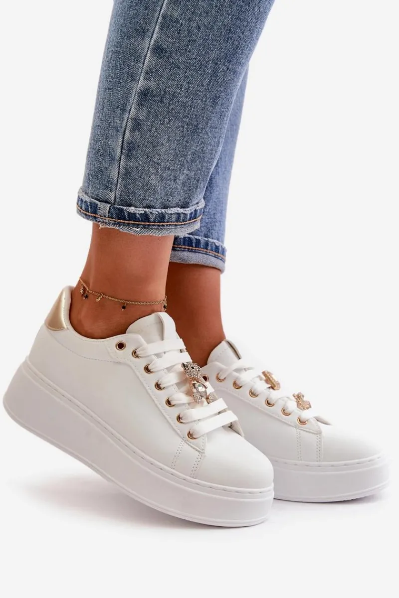 Buty Sportowe Na Platformie|Sneakersy Damskie>Boto Sneakersy Damskie Na Platformie Z Misiem Białe Vailina