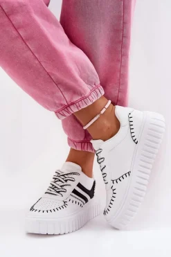Best Sneakersy Damskie Na Platformie Biało-Czarne Ofenale Damskie Buty Sportowe Na Platformie|Sneakersy Damskie