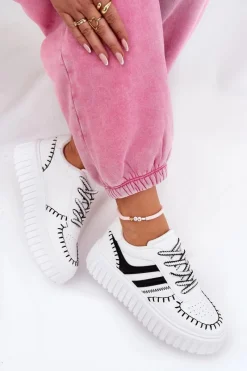 Best Sneakersy Damskie Na Platformie Biało-Czarne Ofenale Damskie Buty Sportowe Na Platformie|Sneakersy Damskie