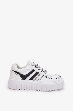 Best Sneakersy Damskie Na Platformie Biało-Czarne Ofenale Damskie Buty Sportowe Na Platformie|Sneakersy Damskie