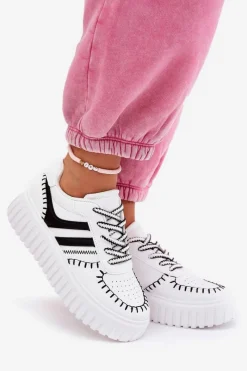 Best Sneakersy Damskie Na Platformie Biało-Czarne Ofenale Damskie Buty Sportowe Na Platformie|Sneakersy Damskie